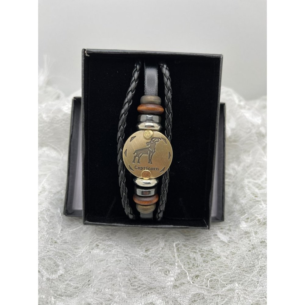 Capricorn Black Braided 3 Strand Bracelet
